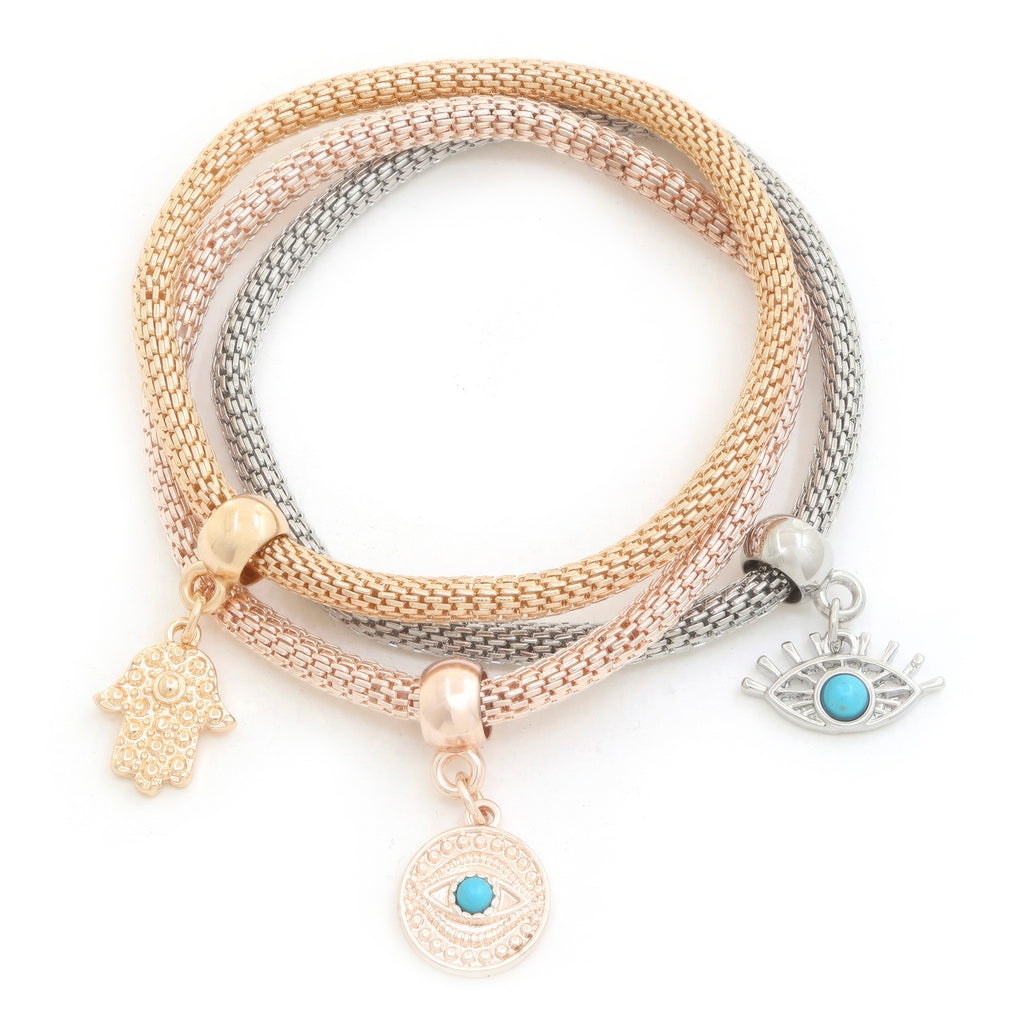 Hamsa Hand Charm Bracelet Set