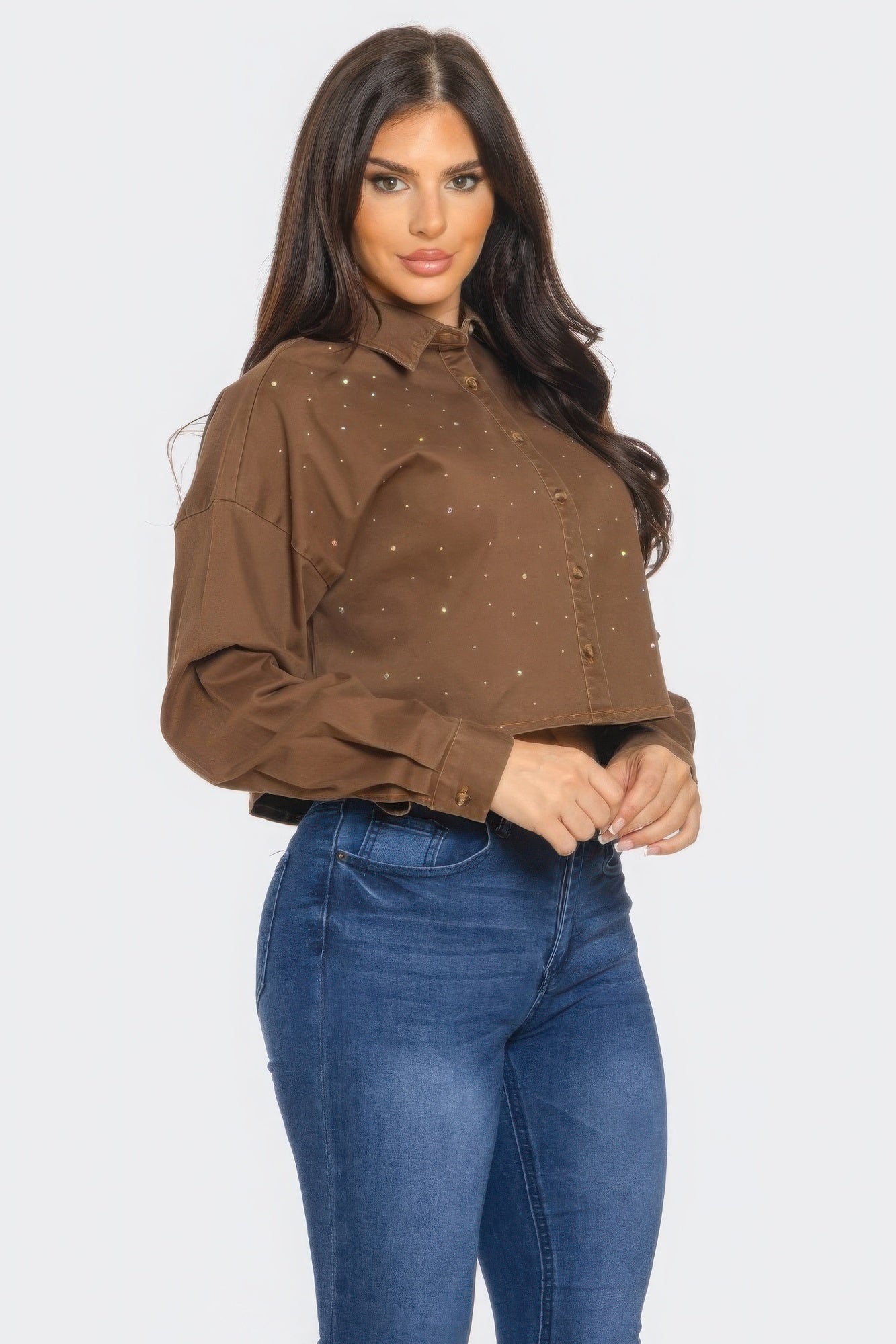 Bling Denim Button Down Shirt