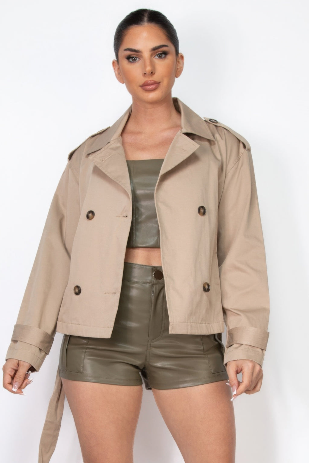 Double-breasted Waist-tie Trench Coat